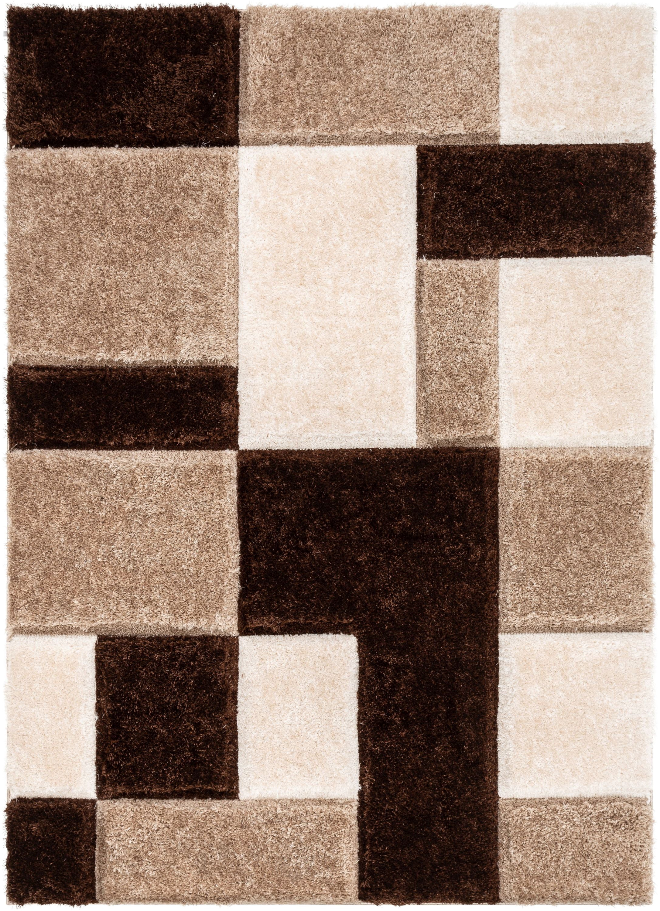 Well Woven San Francisco Escondido Brown Modern Geometric 3D Textured Shag 2'7" x 9'10" Runner Area Rug