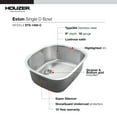 thumbnail image 2 of Houzer Eston 24 in Stainless Steel Undermount Single D Bowl Kitchen Sink with Strainer and Grid - STS-1400-C, 2 of 5