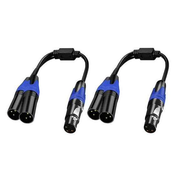 XLR Splitter Cable, 1 XLR Female to 2 XLR Male Y Cable Balanced Microphone Splitter Cord Audio Adaptor 2Pack,2 x XLR Splitter Cable,Black&Blue