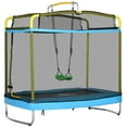 thumbnail image 2 of Qaba 3-in-1 Trampoline for Kids, 6.9' Kids Trampoline with Enclosure, Swing, Gymnastics Bar, Toddler Trampoline for Outdoor/Indoor Use, Light Blue, 2 of 9