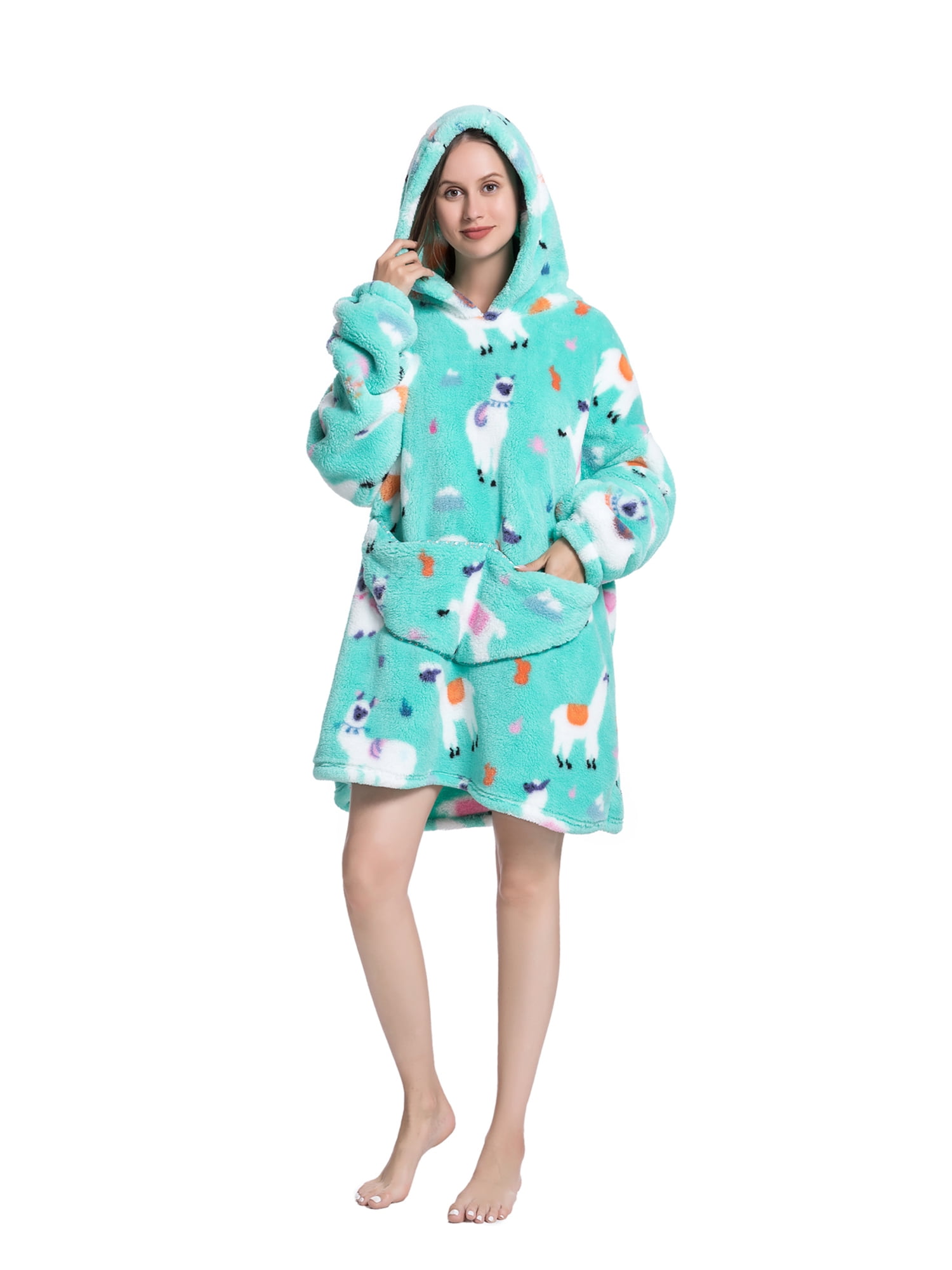 Oversized Hoodie Blanket Wearable Blanket Sweatshirt Plush Warm Cozy Fleece Top for Women Men Kids
