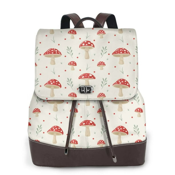 Fotbe Mushroom Mochila Bolso con Estampado para Mujer, Mochila Antirrobo de Nylon Impermeable, Bolsa Ligera de Hombro