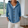 thumbnail image 6 of zaveiop Women's Casual Knitted Hooded Cardigan Solid Long Sleeve Button Down Loose 2025 Fall Sweater (Blue, M), 6 of 6