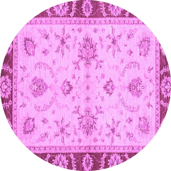 Ahgly Company Indoor Round Abstract Purple Modern Area Rugs, 4' Round
