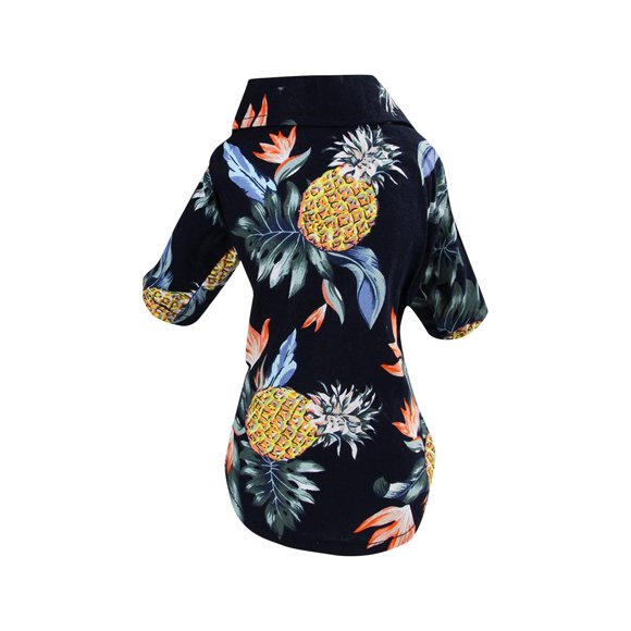 Pet Hawaiian Shirt, Colorful Paradise Themed Button-Up Shirt, Perfect for Beach Photos, Birthday Bashes and Creating Festive Memories. Black L