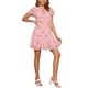 thumbnail image 2 of Vestido de gasa floral con volantes y cuello en V para mujer Inspire Chic, con mangas acampanadas, por encima de la rodilla, en color rosa claro, talla M, 2 of 6