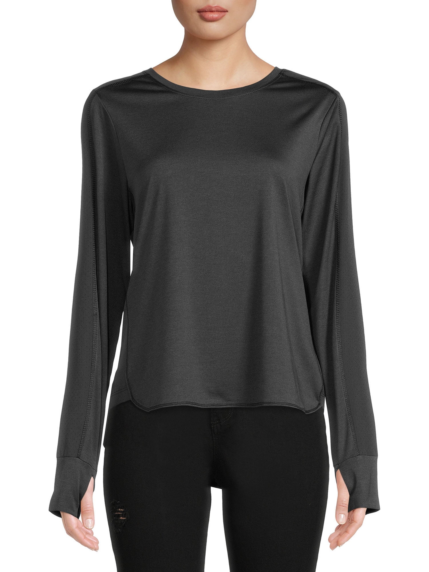 Avia Women's Performance Long Sleeves T-Shirt with Thumb-Hole Cuffs ...