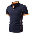 thumbnail image 2 of YLSDY Mens Short Sleeve Causal Button Collared Shirts Two-Button Closure Pique Summer Fashion Daily Casual Sports Golf Collared Shirt Navy L, 2 of 8