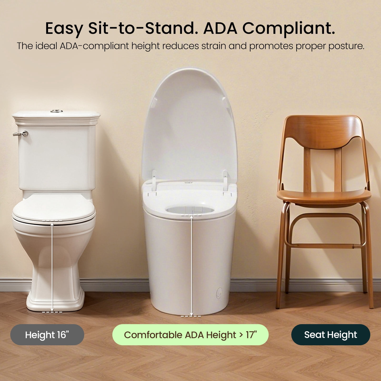 R&T FA59-T Smart Toilet – Auto Open & Flush, Heated Seat, Warm Water Bidet, Air Dryer, Dual Flush (1.1/1.6 GPF), Deodorizer, Night Light, Power Outage Flush, 2-User Presets