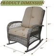 thumbnail image 4 of 1 PC Rocking Chair Outdoor,Patio Furniture Modern Rattan Chair Conversation with Cushions & Glass Table for Garden,Backyard,Bistro.Brown, 4 of 8