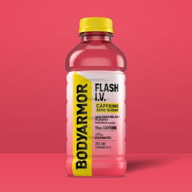 BODYARMOR FLASH I.V. Caffeine Zero Sugar Watermelon Punch Bottles, 20 fl oz, 12 Pack