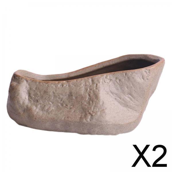 Macetas de Cerámica DYNWAVEMX Soportes de Plantas Forma de Piedra Duradera con Orificio de Drenaje 9,5 cm x 11,2 cm x 5,3 cm