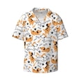 thumbnail image 2 of Lsque Cute Dog print Men's Cuban Collar Short Sleeve Shirt Summer Beachwear Casual Button Down Fashionable Vacation Leisure Shirt-X-Large, 2 of 7