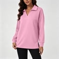thumbnail image 5 of Dolkfu Long Sleeve Tops for Women Trendy Retro Pink V-Neck Sweatshirt Modern Relaxed Fit Solid Romance Sweatshirts & Hoodies Pink,XXL, 5 of 7