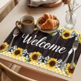 thumbnail image 3 of Yellow Sunflower Placemats Set of 2, Plaid Black Bows Plank Country Washable Wipeable Table Mats for Dining Tables, Indoor Outdoor Kitchen Place Mats for Holiday Party Table Decor, 3 of 9