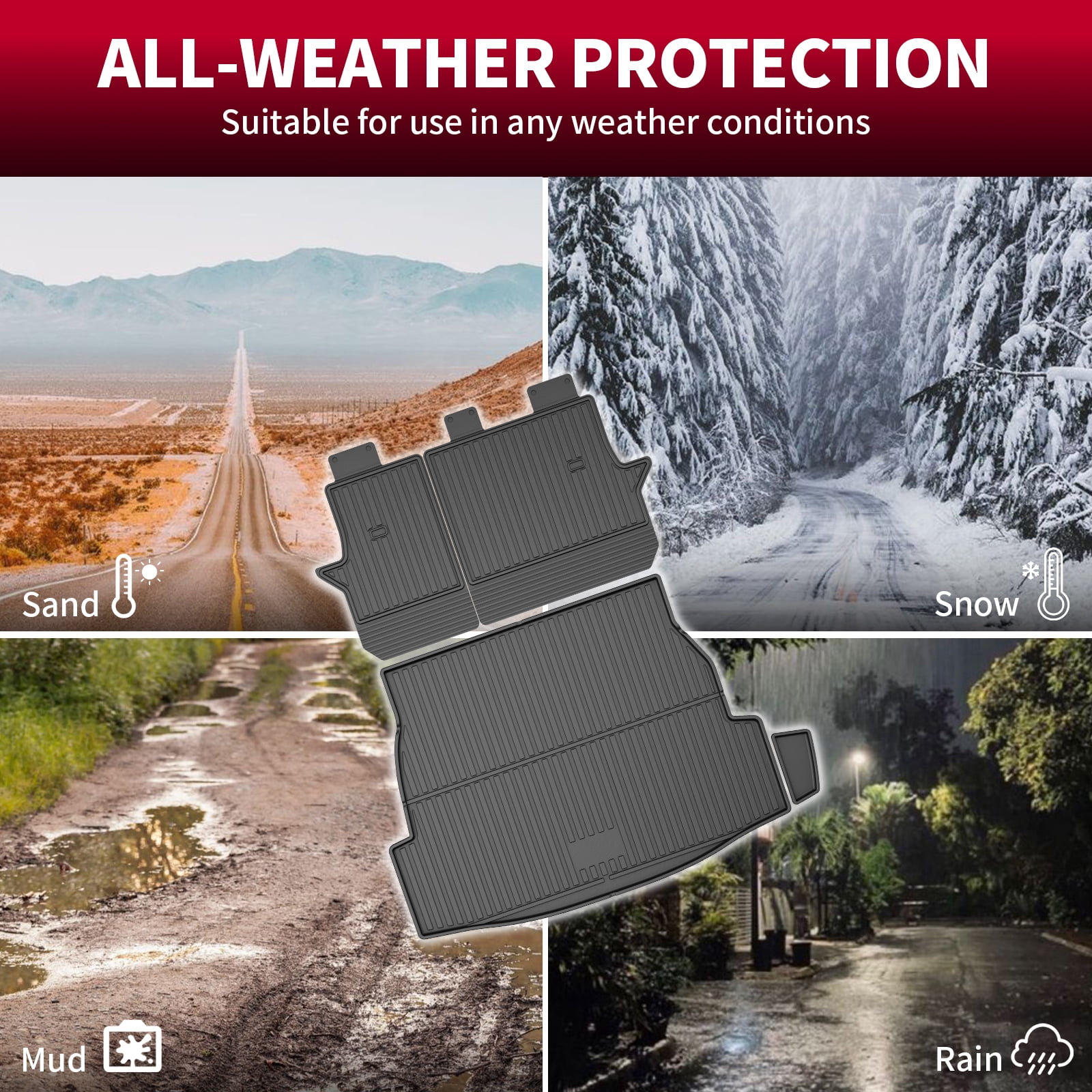 DIKSOAK Original Cargo Liner and Backrest Mats for the 2019-2025 Toyota RAV4 - Custom Fit Trunk Mat and Backrest Mats - All Weather Protection Anti-Skid Car Mats for Toyota RAV4