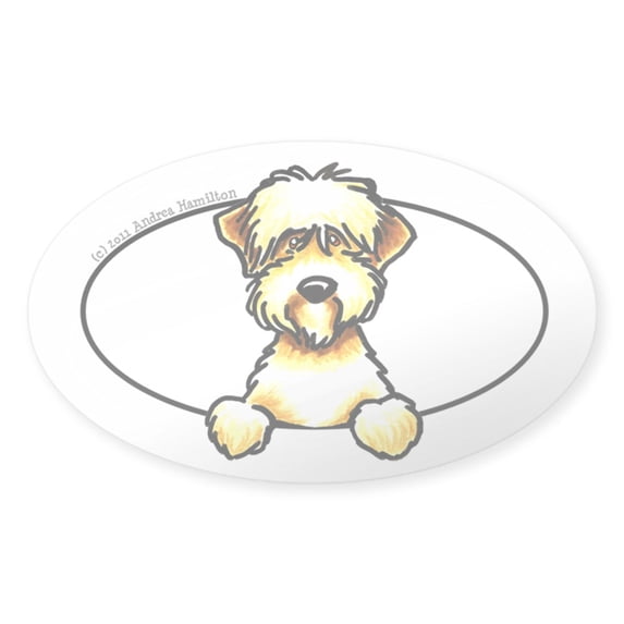 CafePress - Soft Coated Wheaten Terrier Peeking Bumper Sticker - Sticker (Oval)