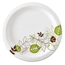 Pathways 10.13 in. Green/Burgundy Soak Proof Shield Heavyweight Disposable Paper Plates, WiseSize (500-Carton)
