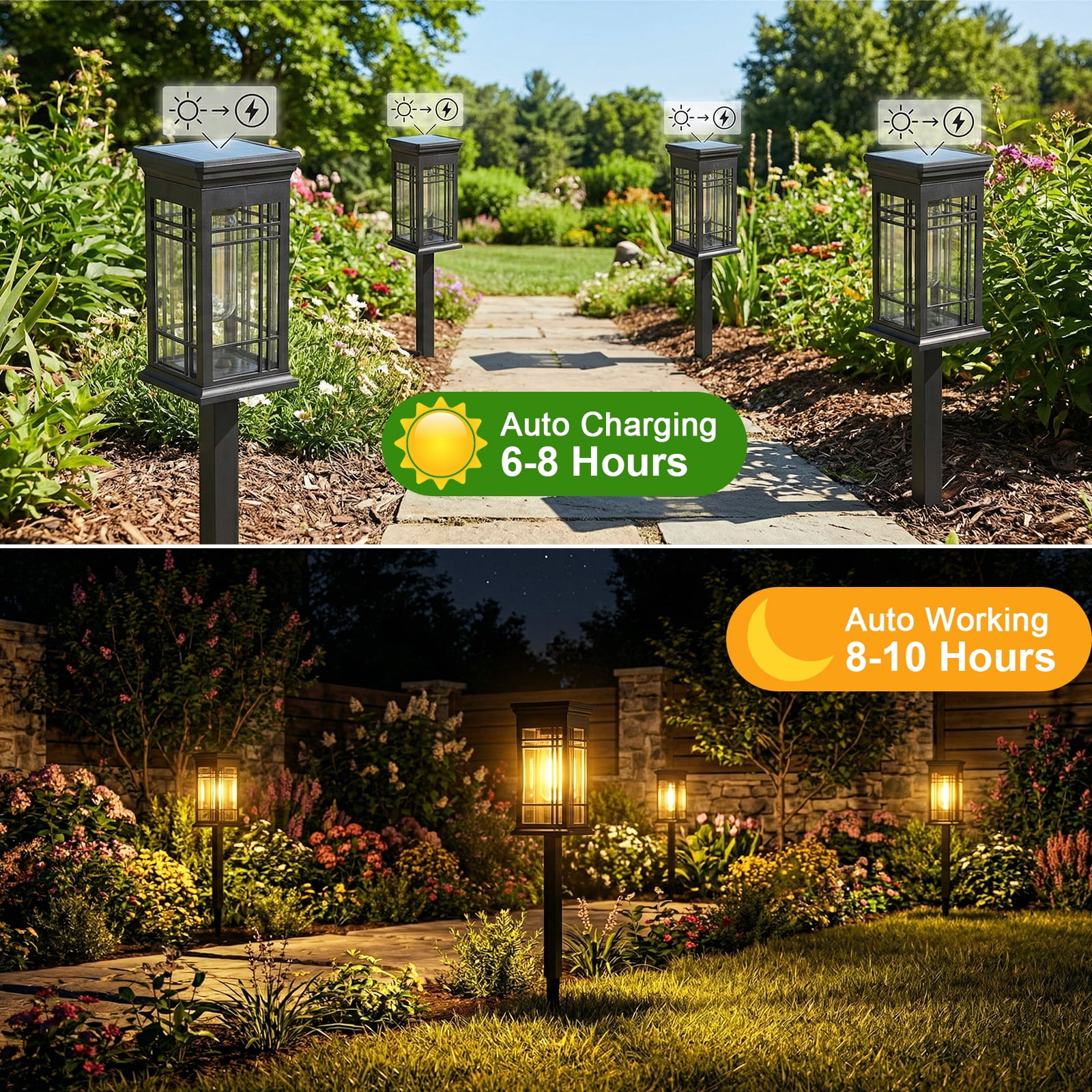 Fohil 4 Pack Solar Lights Outdoor Waterproof ,Solar Landscape Pathways Lights Waterproof LED