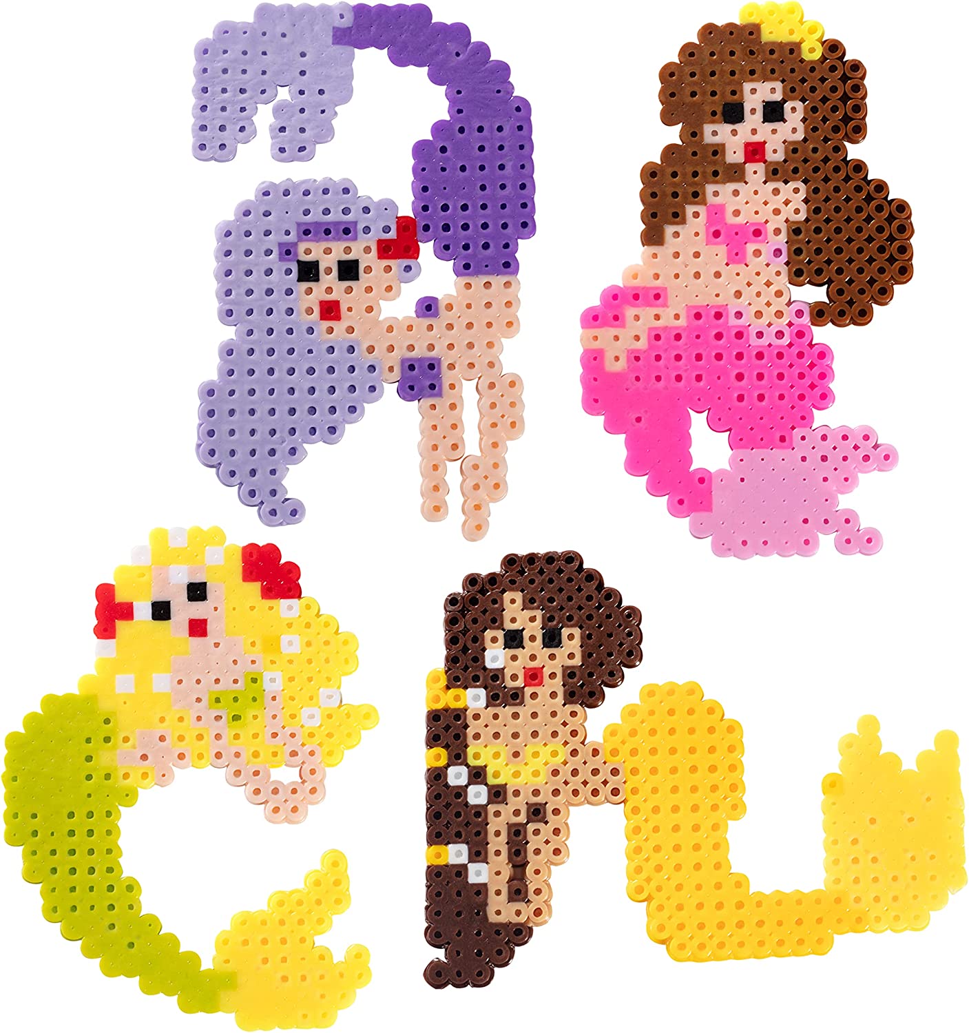 4,000pc Fuse Beads Mermaid w Carrier CASE - 21 Colors, 12 Unique Templates, 2 Peg Boards, Tweezers, Ironing Paper, Case, Works w Perler, Bulk Art Craft Project, Kids Birthday Party Gift