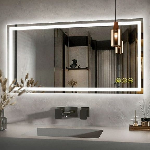 Brio Lighting GlareGuard 24x48" Rectangular Anti-Fog Dimmable Backlit LED Bathroom Vanity Mirror - Clear