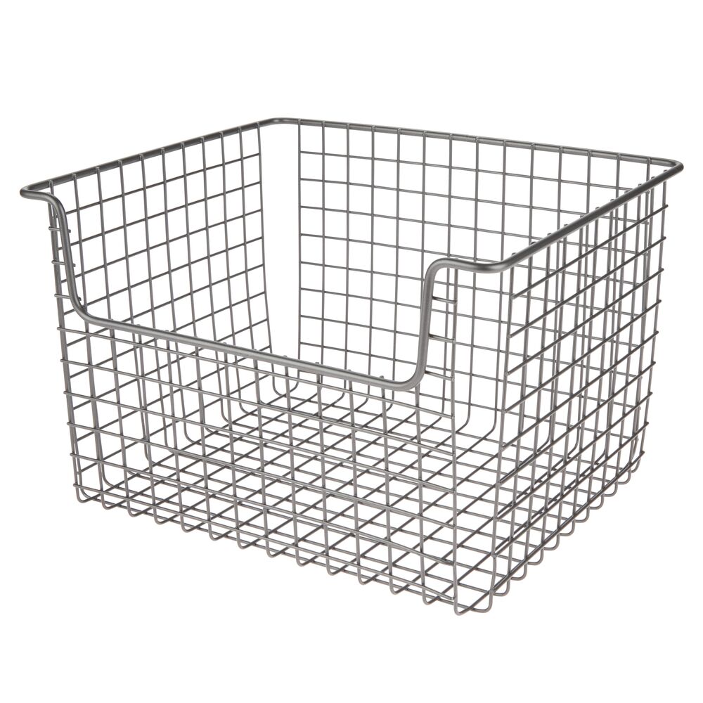 mDesign Wide Metal Storage Organizer Basket Open Front, Closets, 4