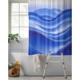 thumbnail image 2 of Split Shower Curtain for Transfer Bench, Blue Striped Fabric Shower Curtains for Bathroom, Modern Abstract Art Wave Moire Gradient Tub Sliding Transfer Bench Waterproof Bath Curtains 72"x96", 2 of 9