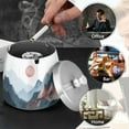 thumbnail image 4 of Yayeee Ashtray with Lid for Cigarette Smokeless Stainless Steel Home Ash Holder, Art Mountain and Sun Pattern, 4 of 7