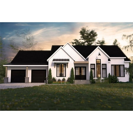 The House Designers: THD-7436 Builder-Ready Blueprints to Build a Small Open-Concept Ranch House Plan with Basement Foundation (5 Printed Sets)