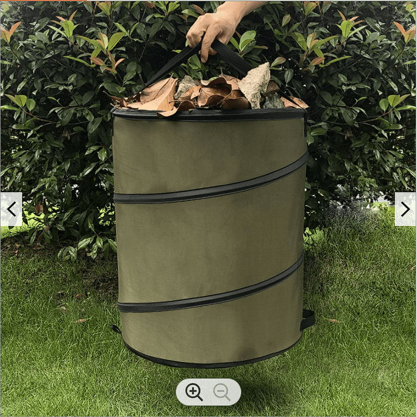 Sprinia 2-Pack 30 Gallon Collapsible Pop-Up Trash Can for Camping, RV -  Waste Yard Bag for Gardening Lawn/Leaf - 30 Gallon Each Bag, Green