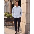 thumbnail image 2 of INSPIRE CHIC Men's Back to School Pinstripe Shirt Long Sleeve Button Down Casual Dress Shirts M White, 2 of 5
