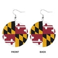 thumbnail image 2 of Round Leather Earrings For Women Maryland Flag Drop Earrings Lightweight Dangle Earrings, 2 of 6