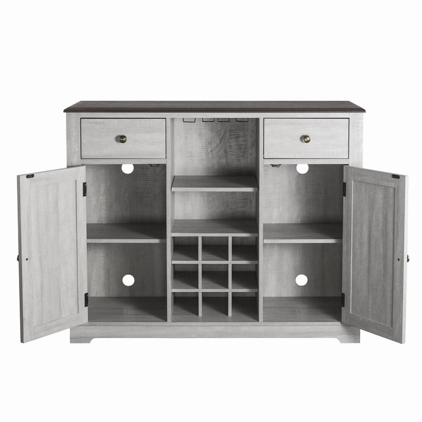 FESTIVO 47 in. Off-White Wood Bar Cabinet with Brushed Nickel Knobs