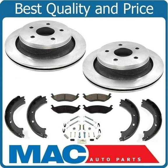 Rear Rotors Brake Pads Parking Shoes Springs Fits For 2004-2007 Dodge Durango