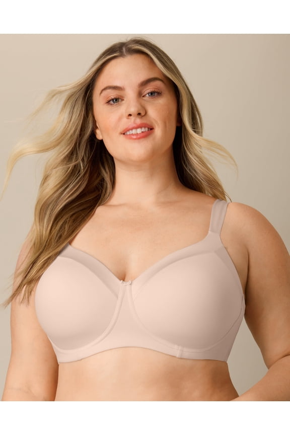 Full-Coverage Balconette Bra, Moisture-Wicking Almond 38D Women's
