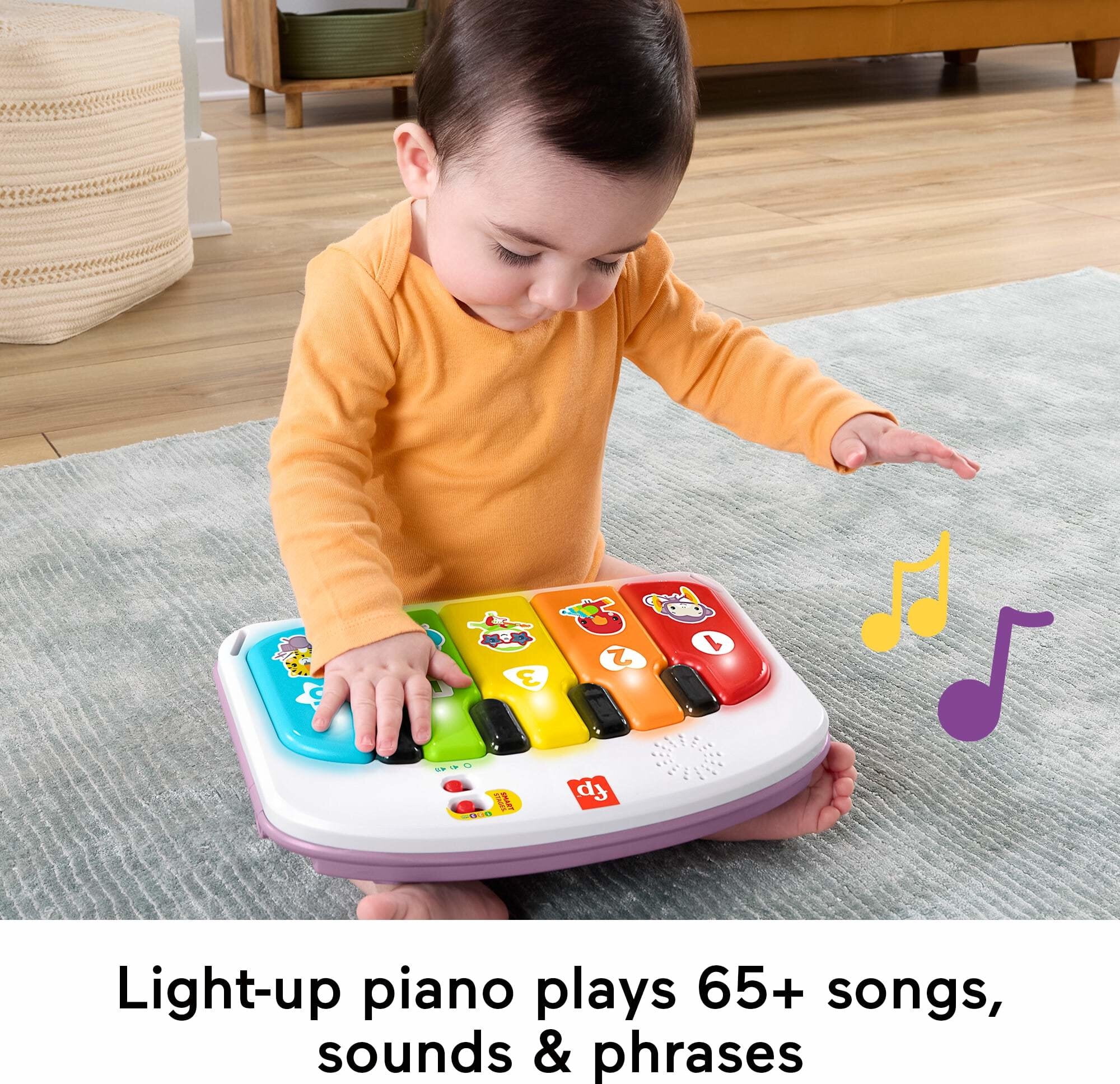 Fisher-Price Kick & Play Deluxe Sit-Me-Up Seat, Purple Monkey Baby Chair & Piano Learning Toy