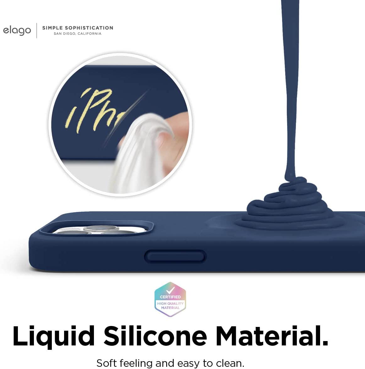 elago Magnetic Silicone Case for iPhone 12 and iPhone 12 Pro 6.1 inch - Built-in Magnets, Compatible with All MagSafe Accessories (Navy Blue)