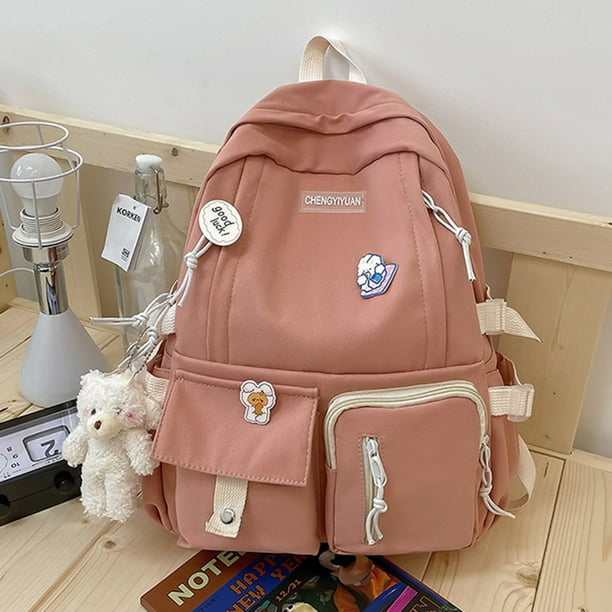 Mochila informal para mujer mochilas escolares de moda con colgante de medalla para deporte rosa Bodega Aurrera en linea