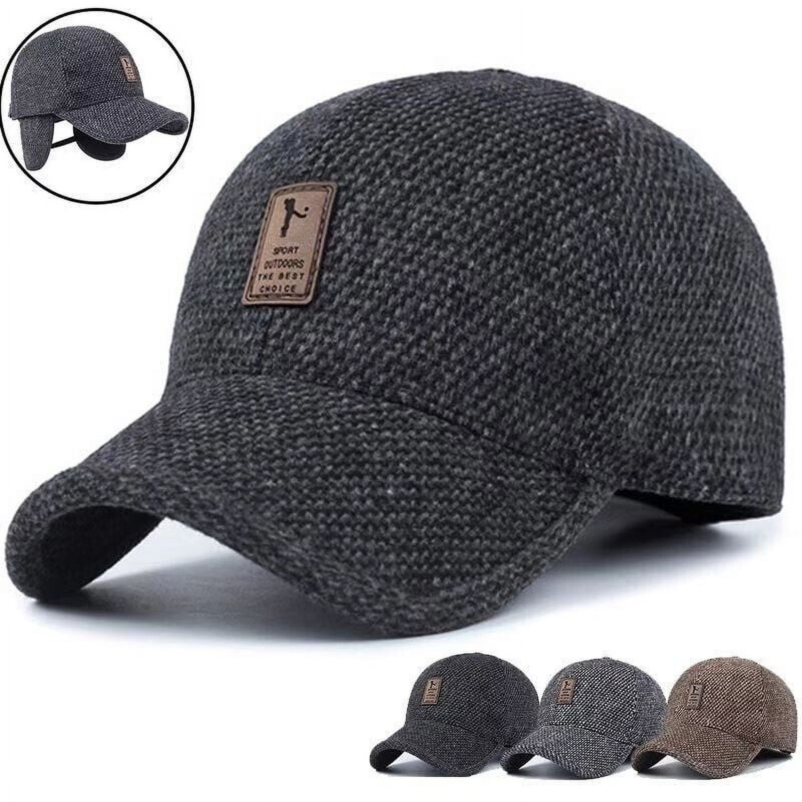 Casquette De Baseball D'hiver Homme Avec Cache-oreilles Pliables - Coton Chaud, Réglable, Anti-UV - Pour Sports Extérieurs