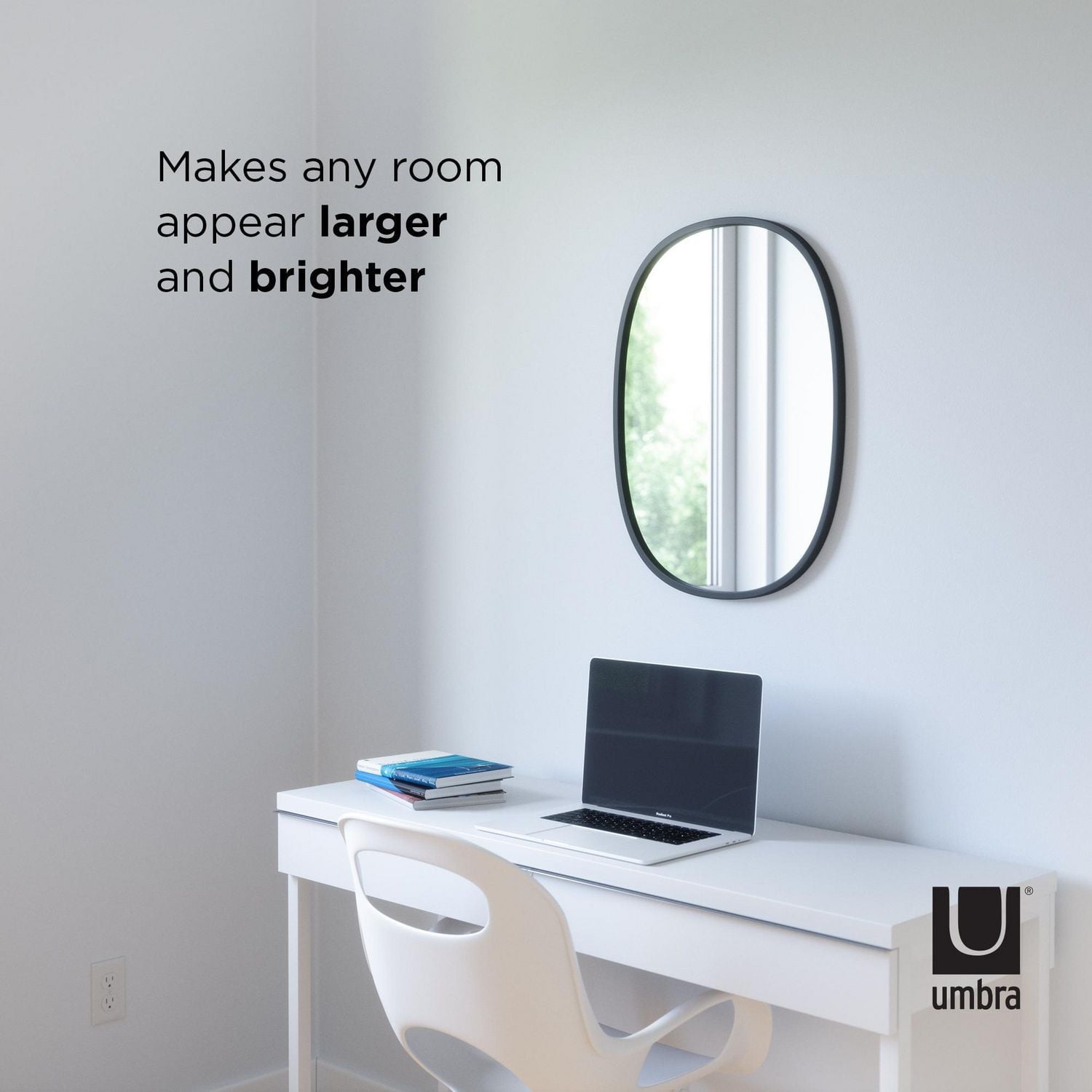 Umbra Hub Oval Wall Mirror,Black