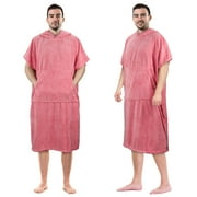 Flyingstar Surf Beach Changing Towel With Hood, Absorbent Microfiber Robe Poncho, Men & Women, Pink