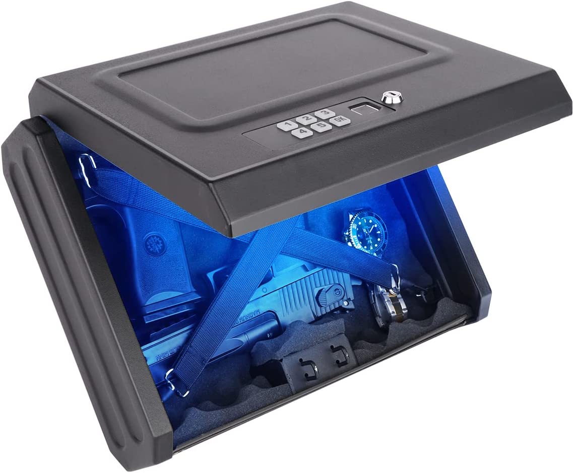 Biometric Gun Safe for Pistols,Quick Access Handgun Safe for Home