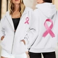thumbnail image 2 of Arlun Womens Zipper Up Hoodies Sweatshirts Cancer Awareness Month Long Sleeve Hooded Tops Casual Loose Fit Comfortable Fall Winter Jackets White XL, 2 of 6