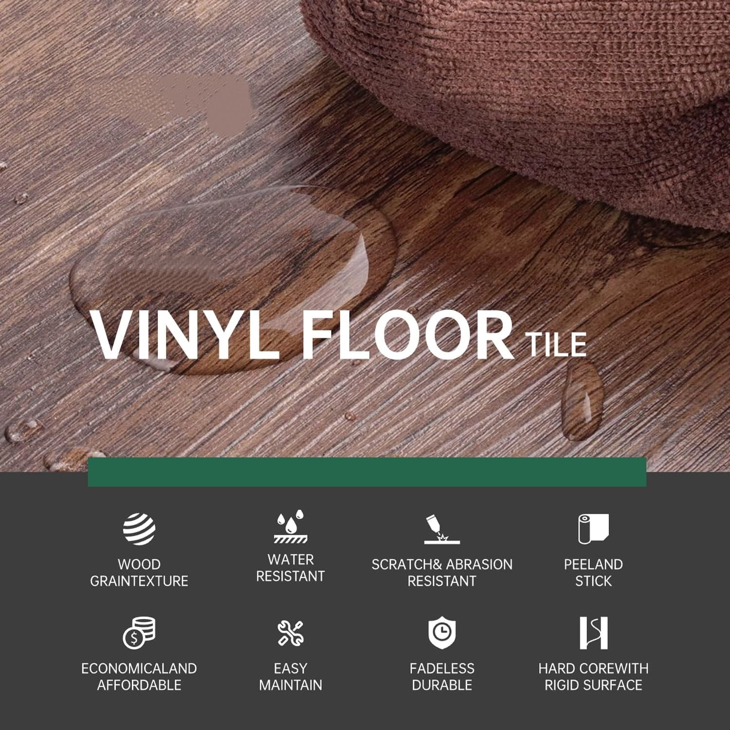 Peel and Stick Vinyl Flooring 36 Pack 54 Sq.Ft, Waterproof Vinyl Flooring Peel and Stick for Office, Living Room, Bathroom, Kitchen - Unique Design, Easy to Install Floor, Brown