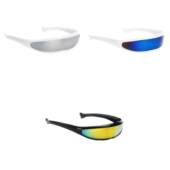 Wxqbjtam 3 Pieces Novelty Futuristic Mirrored Sunglasses Narrow Monoblock Shield