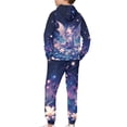 thumbnail image 2 of Uorisanigo 2 Piece Athletic Tracksuit Jogging Sets Outfit Purple Dragon Floral Sweatsuit Pullover Hoodie and Active Sweatpants Set with Pockets Kids Youth Matching Set, 2 of 7
