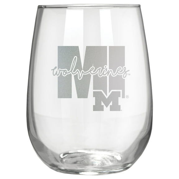 Michigan Wolverines Etched 17oz. City Stemless Wine Glass