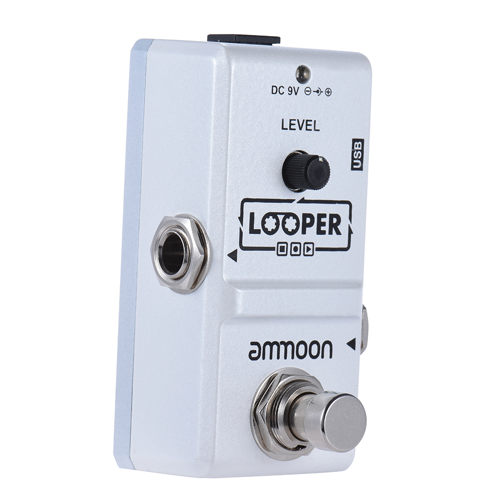 ammoon AP-09 Nano Series Electric Guitar Looper Effect Pedal with True Bypass, Unlimited Overdubs, 10 Minutes Recording and USB Cable