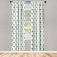 thumbnail image 2 of Ambesonne Cactus Curtains, Dotted Striped Botanical Art, Pair of 28"x84", Fern Green and Cadet Blue, 2 of 4