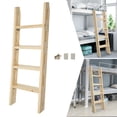 thumbnail image 5 of Pine Stainless Steel 46x125cm Four-Step Thick Wooden Ladder 75-Degree Inclined Household Stable Ladder, 5 of 8